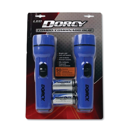 Dorcy LED Flashlight Pack, 1 D Battery (Included), Blue, PK2 412594